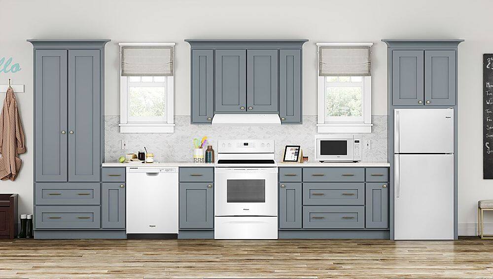 Whirlpool UXT2030ADW white range hood installed