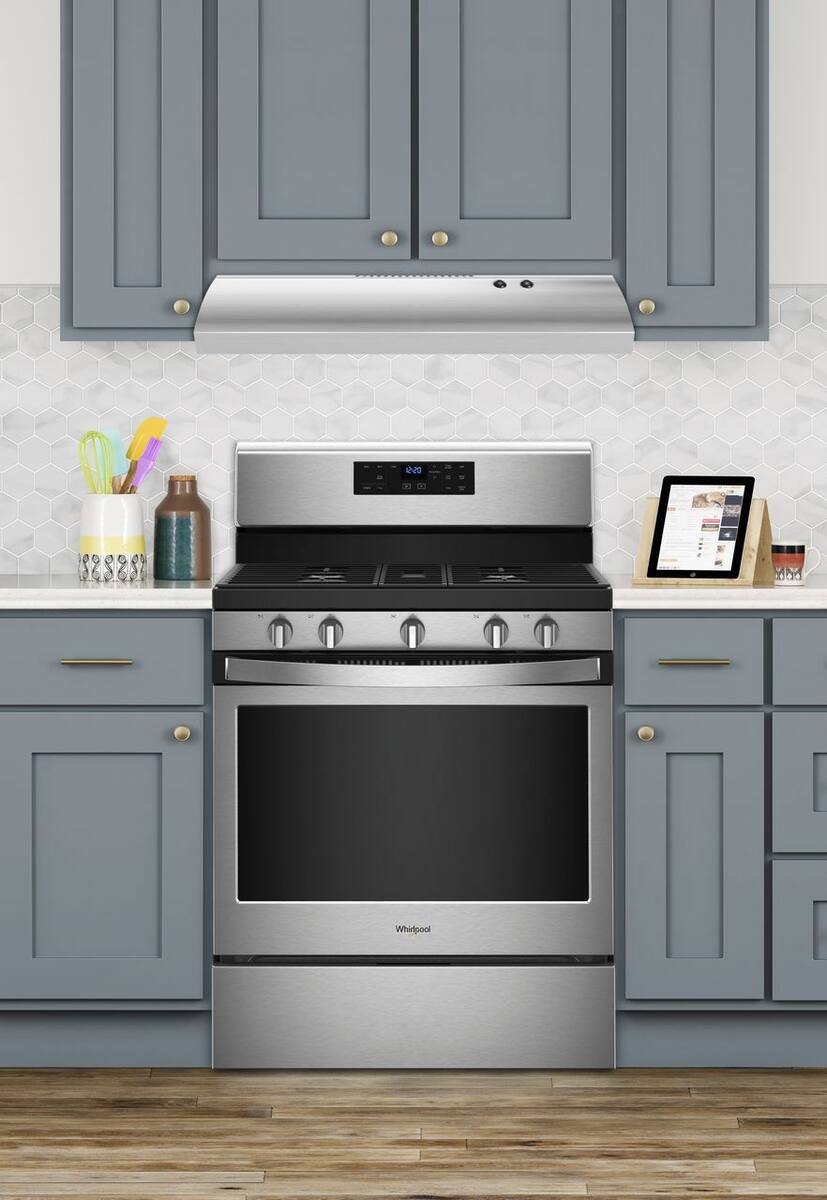 Whirlpool UXT4130ADS stainless range hood underside