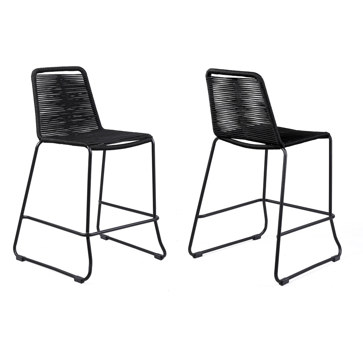 Shasta - 30" Outdoor Metal And Rope Stackable Barstool