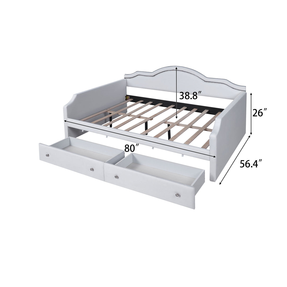 Upholstered Daybed With LED Lights And 2 Drawersme