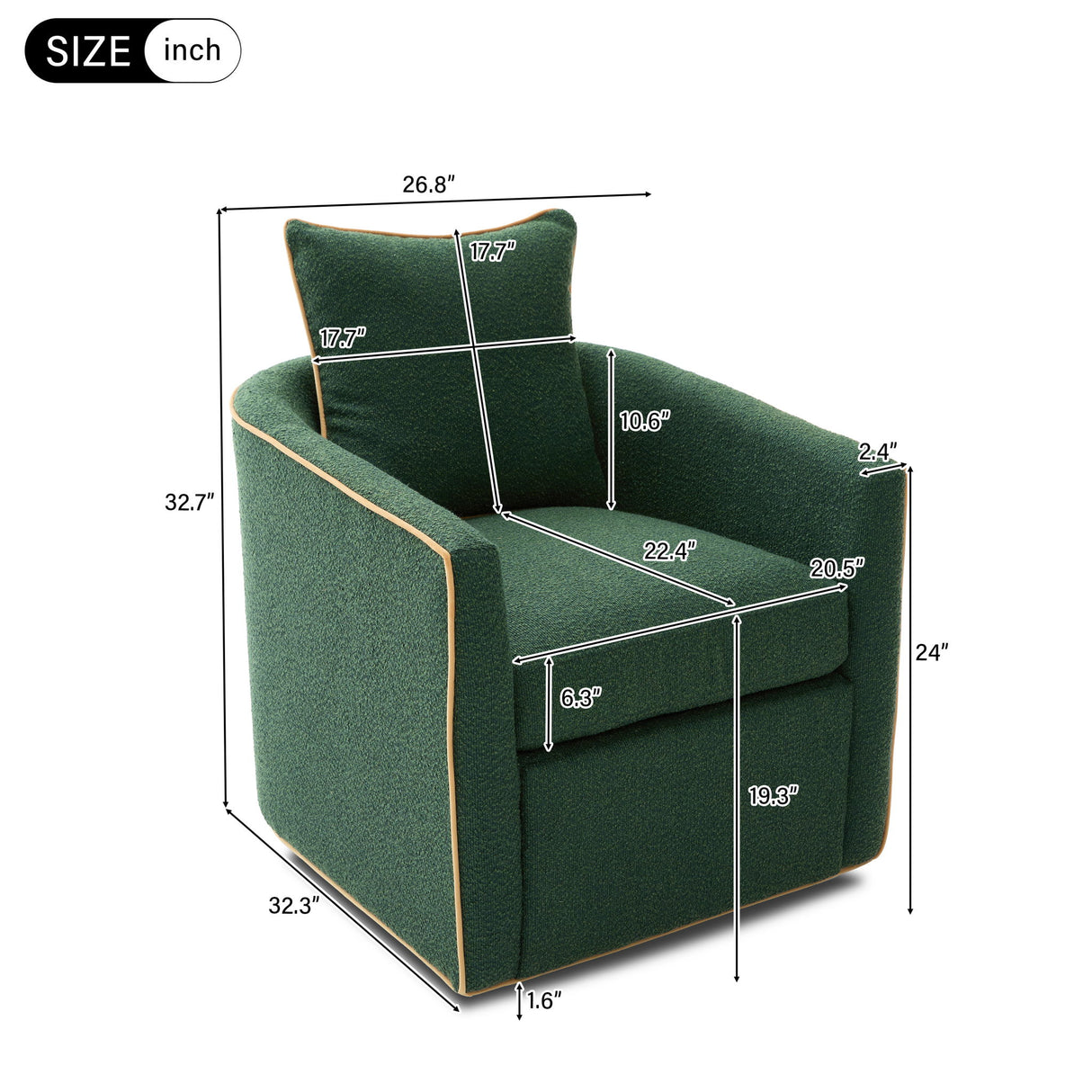 Swivel Accent Chair, Rotating Base, For Living Room