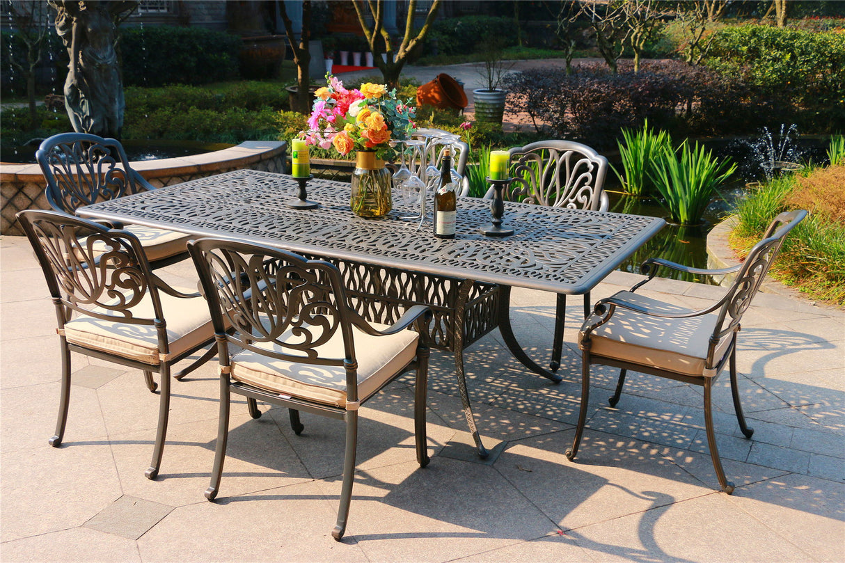 Rectangular Long Dining Set With Sunbrella Cushions