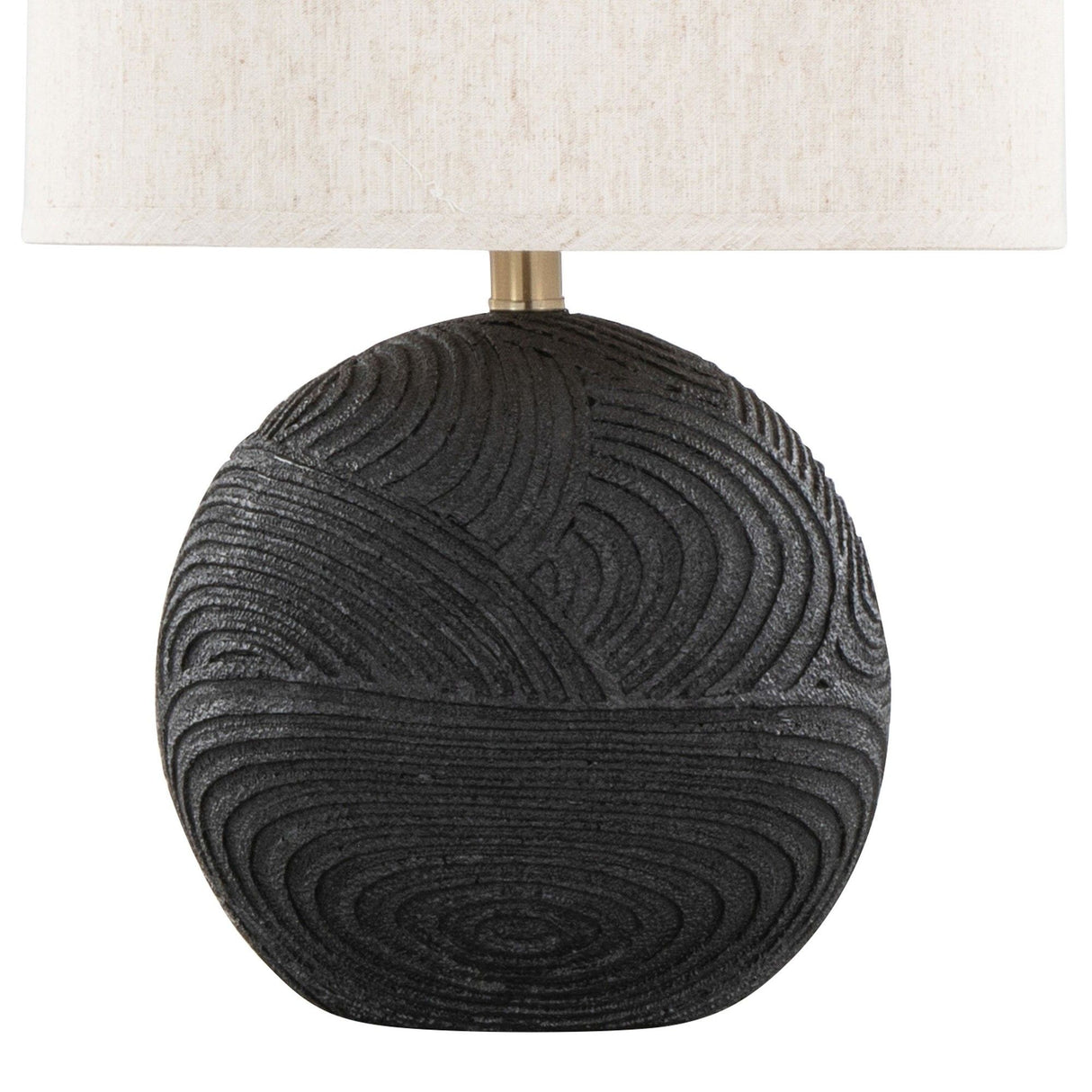 Kona - 23" Polyresin Table Lamp (Set of 2) - Matte Black Polyresin, Brass And Natural Linen Shade from Grandview Gallery