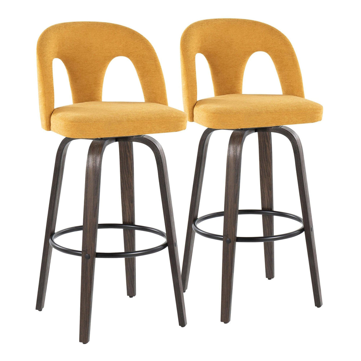 Ava - Upholstered Fixed-Height Barstool (Set of 2) - Walnut Glazed Wood Base