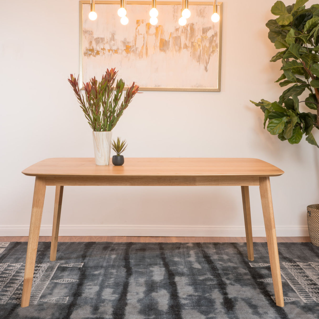 Retro Dining Table With Faux Wood Top