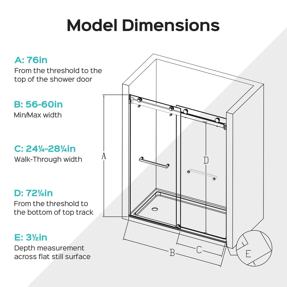 Frameless Double Sliding Shower Door - Chrome