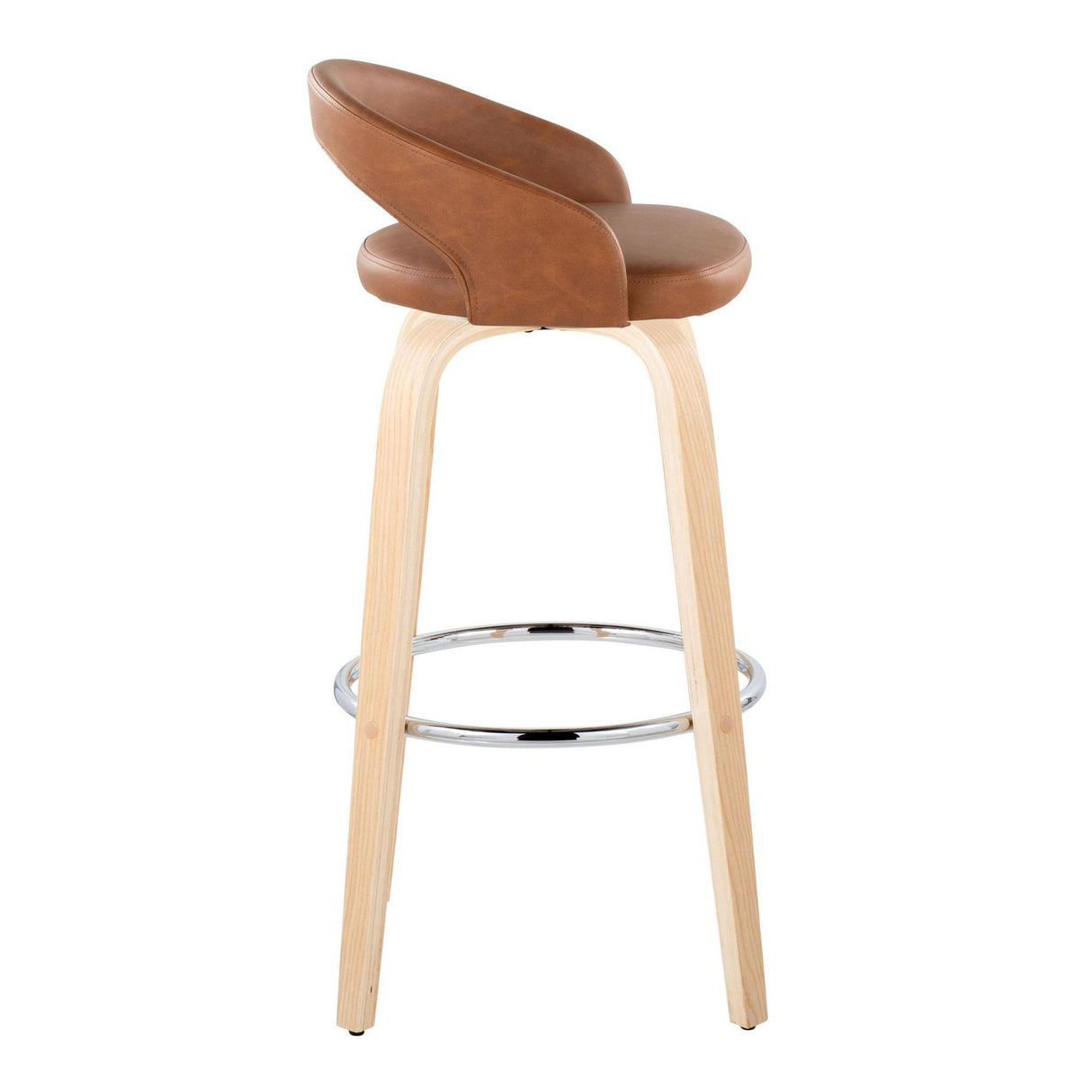 Grotto - 30" Upholstered Fixed-Height Barstool (Set of 2) - Natural Wood