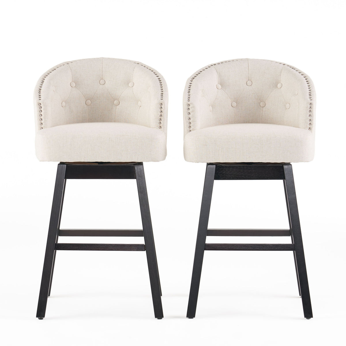 360 Degree Swivel Bar Stool With Stunning Nailhead Trim (Set of 2)