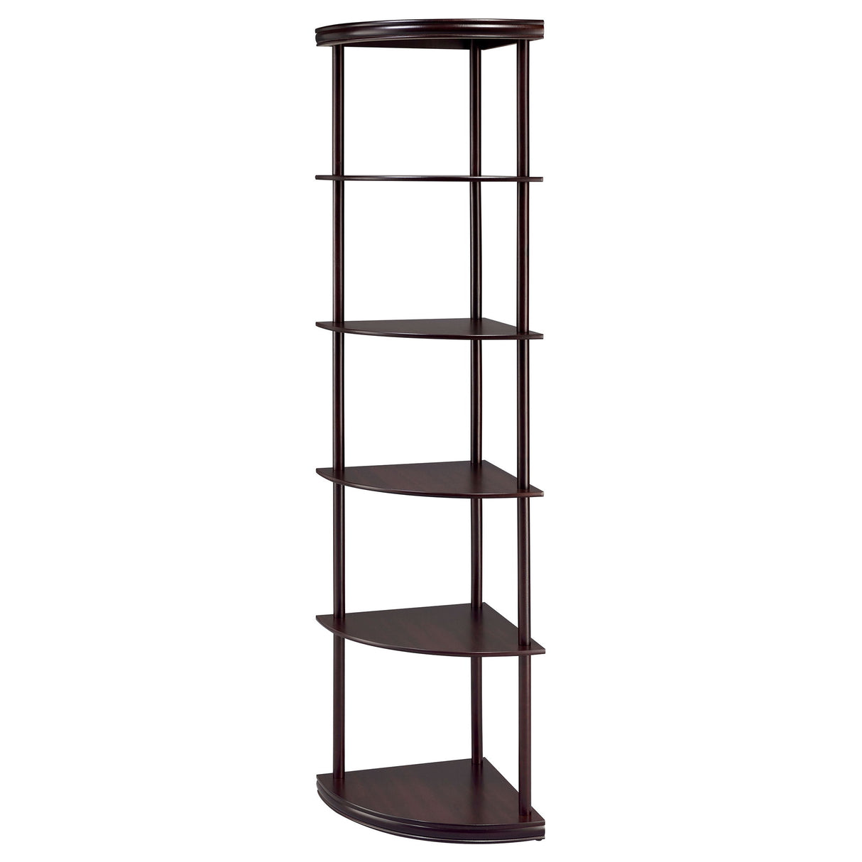 Corner Bookcase With 5 Shelves, Compact Design For Living Room - Cappuccino