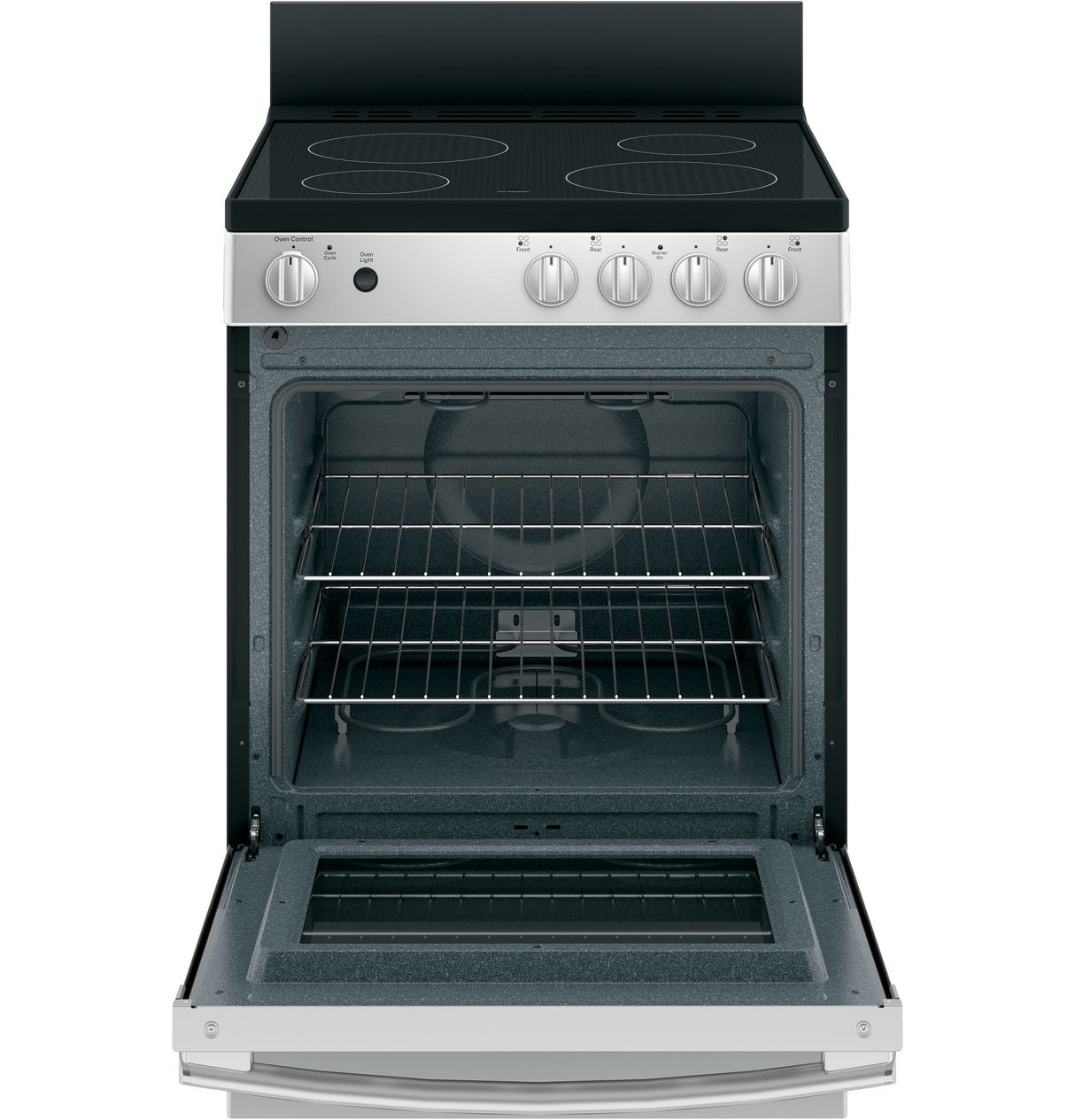 GE JAS640RMSS - 24 in. 2.9 cu. ft. Electric Range with Smoothtop Burners, Steam Clean and Large Window - Stainless Steel