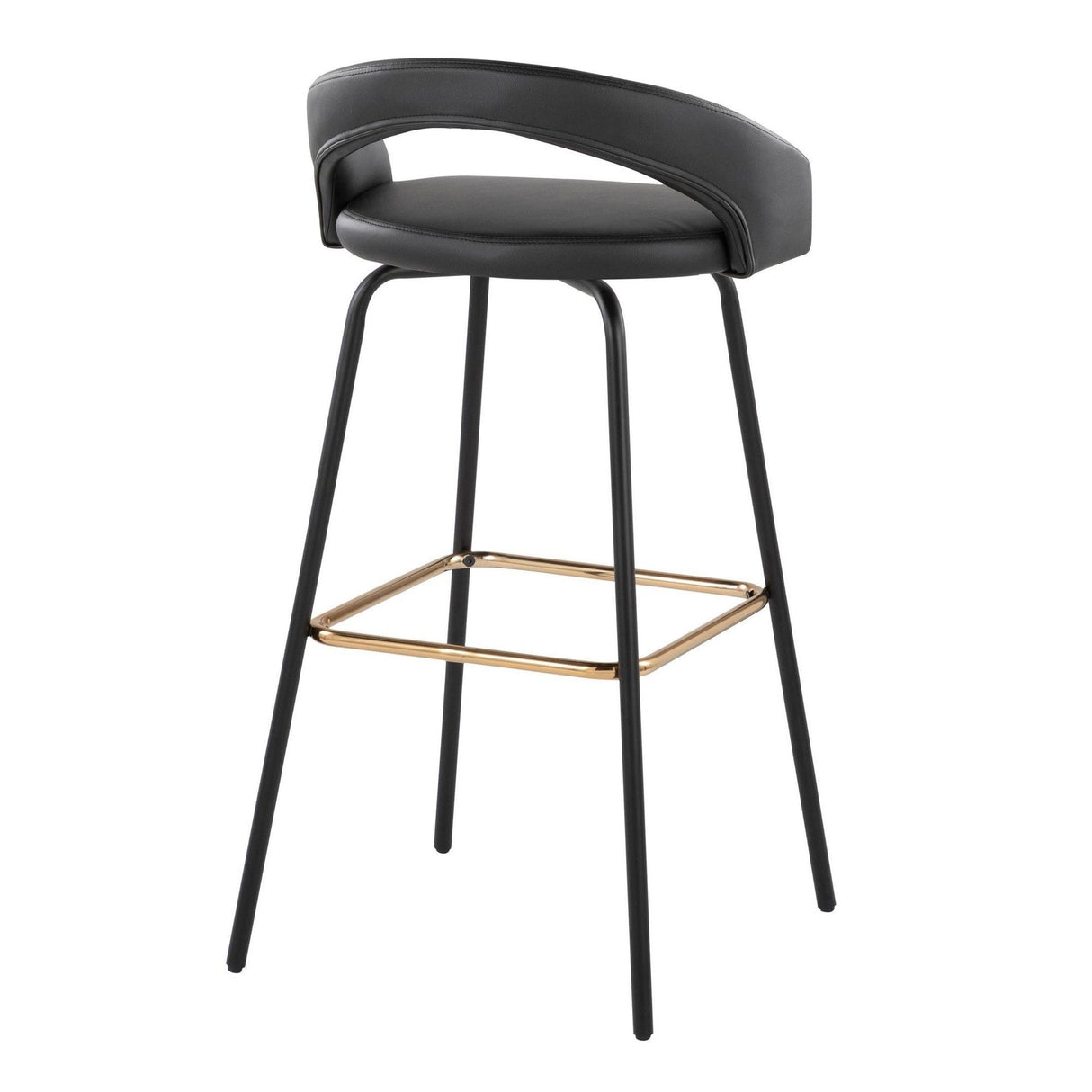 Grotto - Upholstered Fixed-Height Barstool - Black Metal