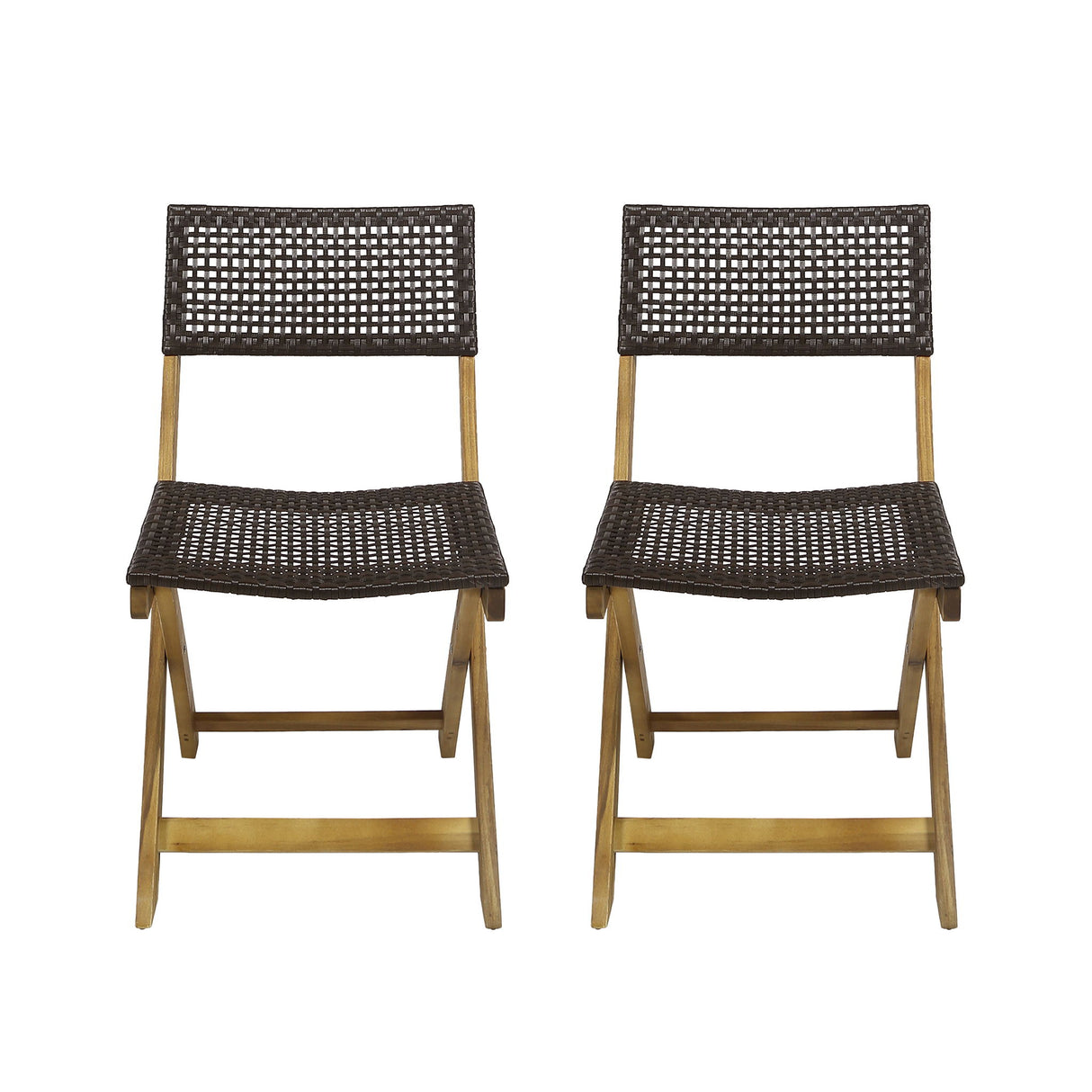 Bistro Foldable Chair With Wicker Backrest