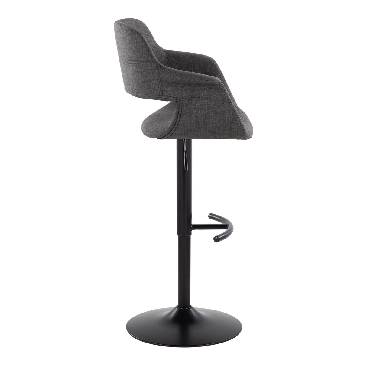 Vintage Flair - Mid-Century Modern Adjustable Swivel Barstool (Set of 2) - Charcoal Fabric