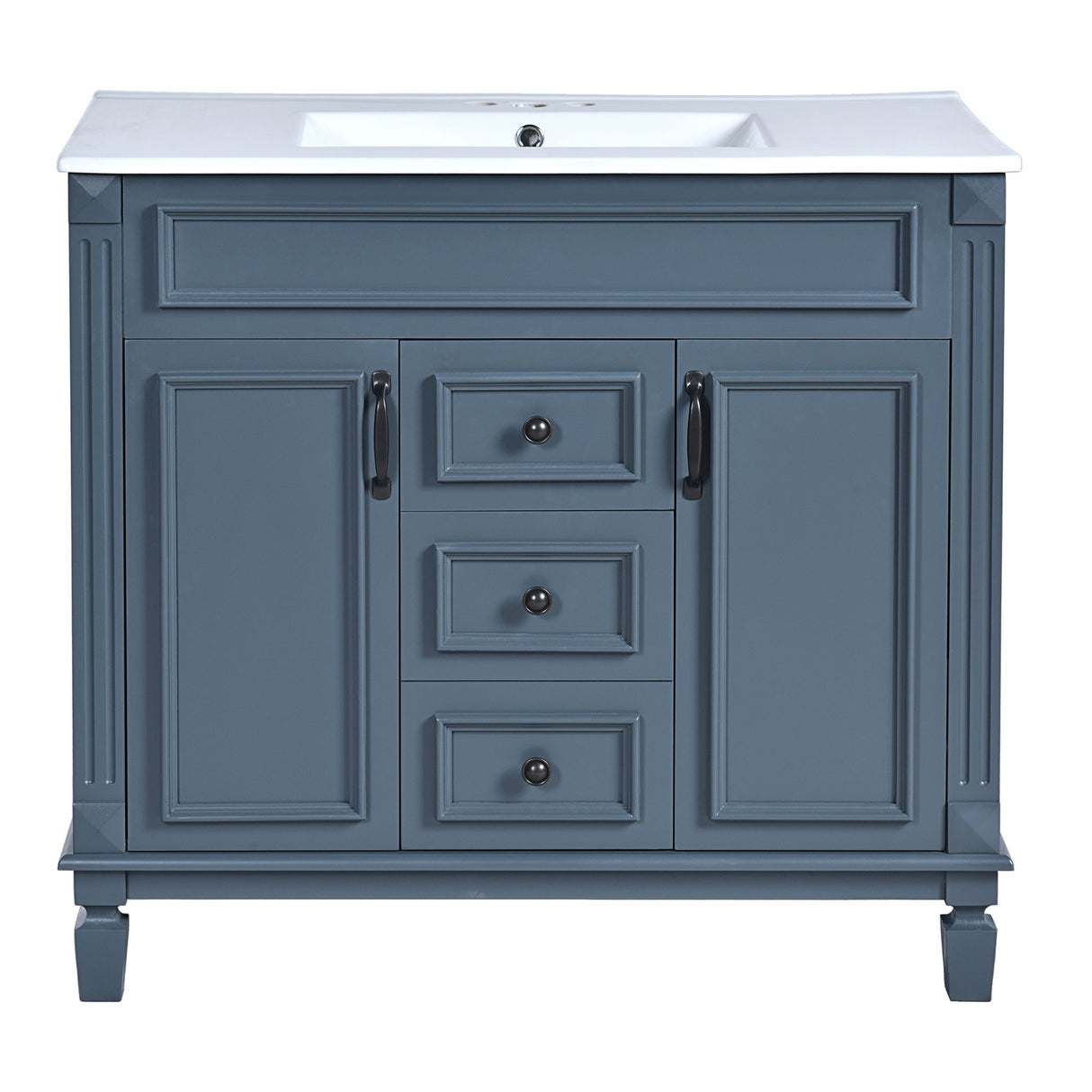 Bathroom Vanity With Top Sink, Basin On Cabinet With 2 Soft Closing Doors And 2 Drawers