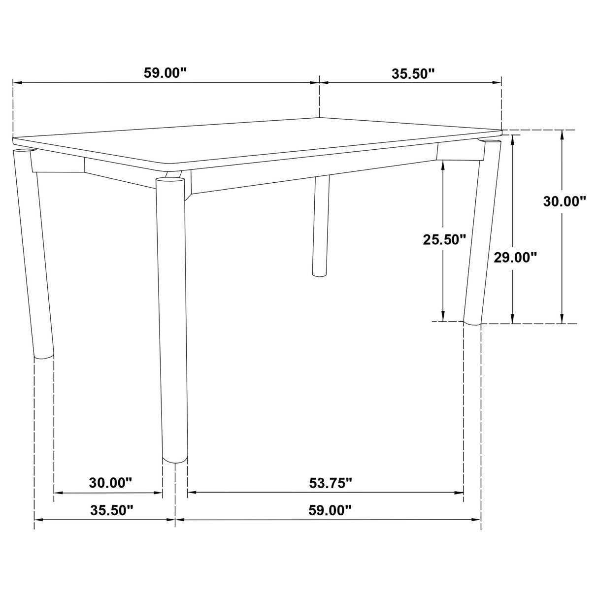 Svenstra - Rectangular Dining Table Set With Armless Side Chairs, Wood, Natural Walnut, 59 X 35.5 X 30 Inches