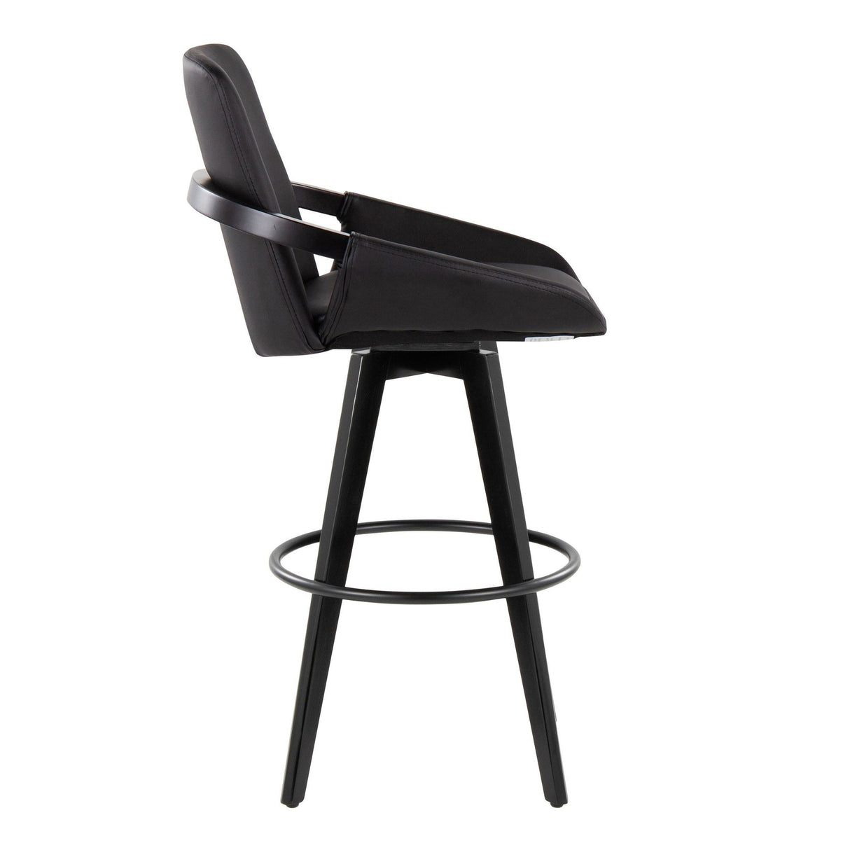 Cosmo - Fixed-Height Barstool (Set of 2) - Black Wood Base, Black Footrest