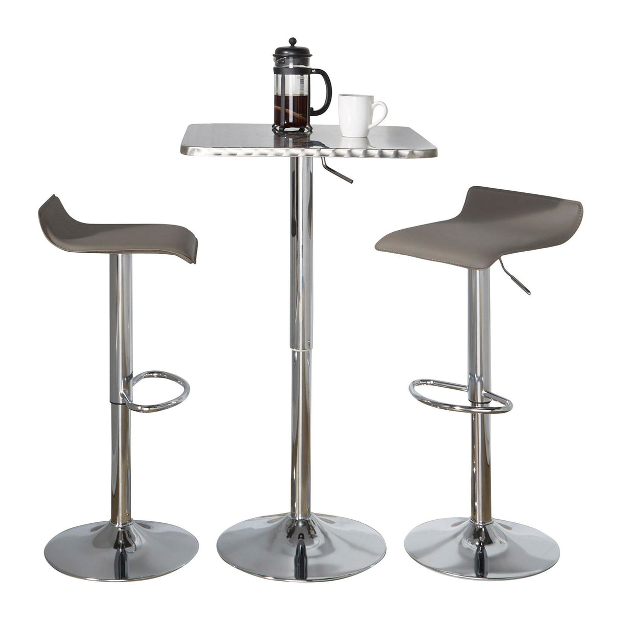 Bistro - Square Ale 3 Piece Bar Set - Chrome Metal