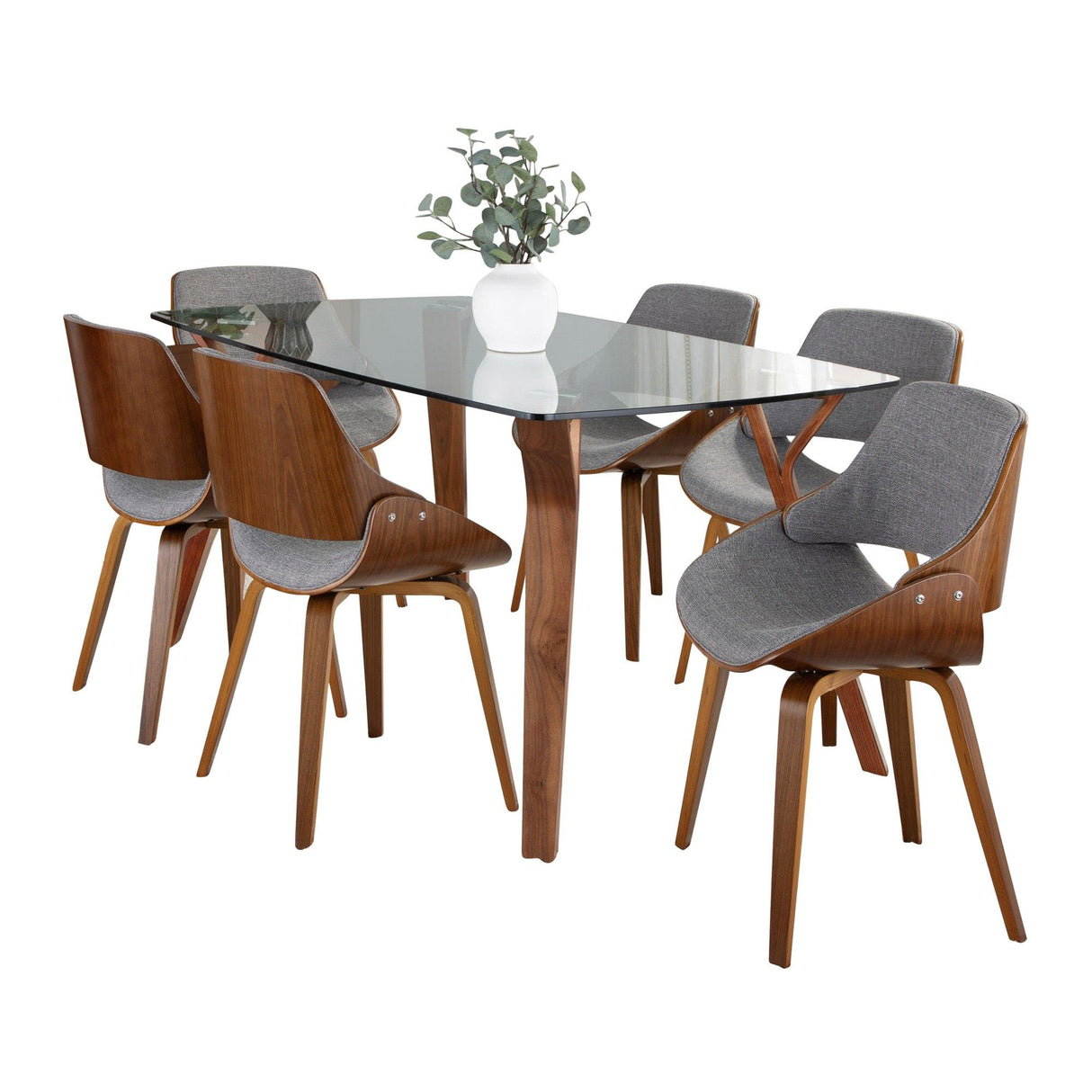 Folia - Fabrizzi 7 Piece Dining Set - Dark Gray And Dark Brown