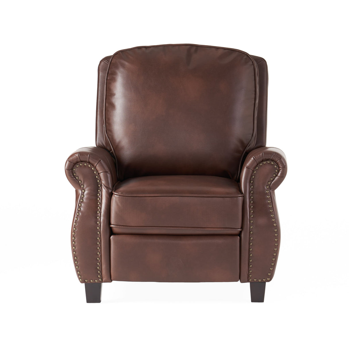 Neville - Recliner Chair With Push Back Function And Birch Wood Legs - Brown