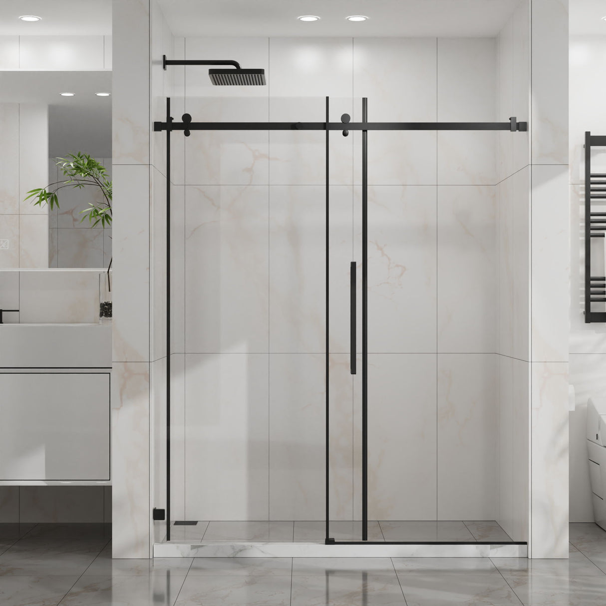 Frameless Tub Sliding Shower Door With Easy Clean Coating