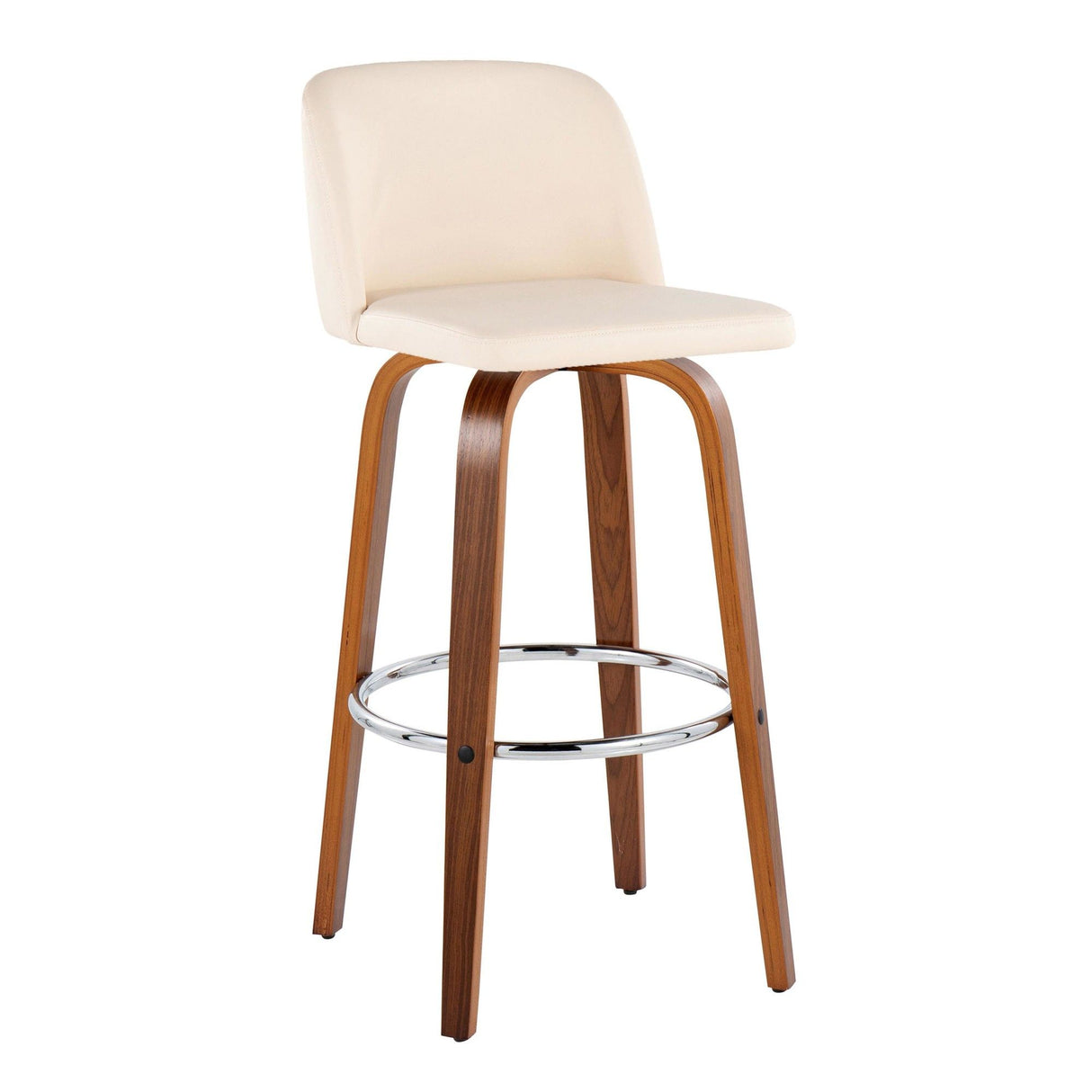 Toriano - 30" Fixed-Height Barstool (Set of 2) - Walnut & Chrome Base