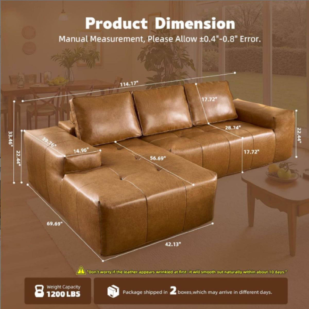 Boneless Modular Sofa For Living Room (Left) - Brown