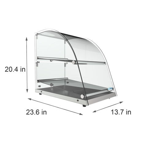 23 in. Commercial Countertop Bakery Display Case with Front Curved Glass and Rear Door, 2.4 cu. ft. DC-2CN.