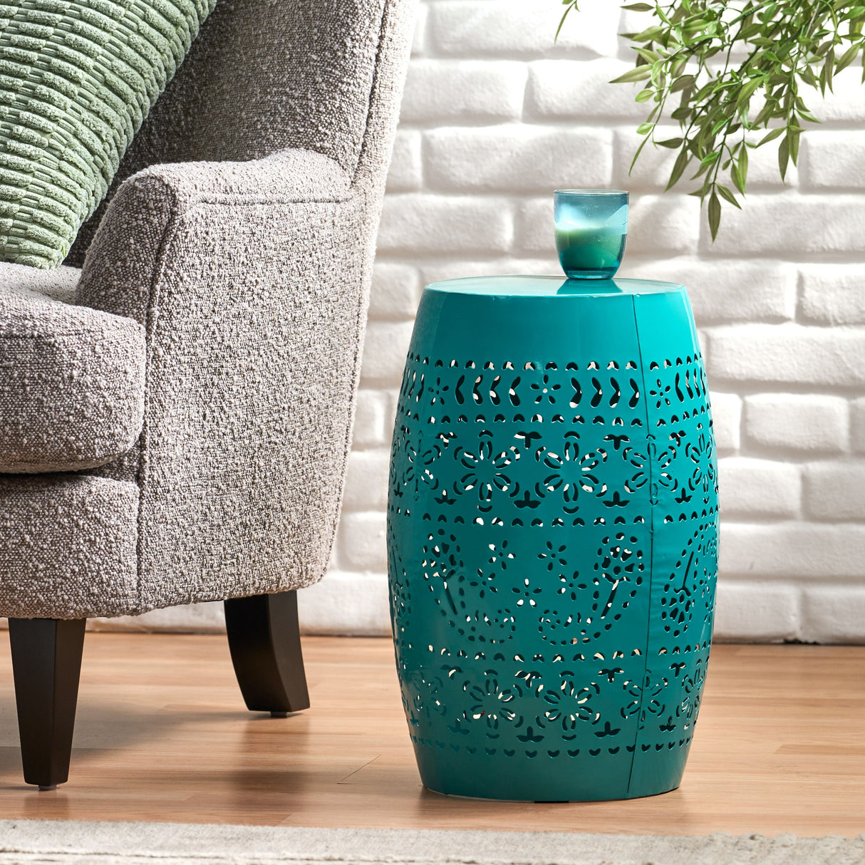 12" Outdoor Lace Cut Side Table
