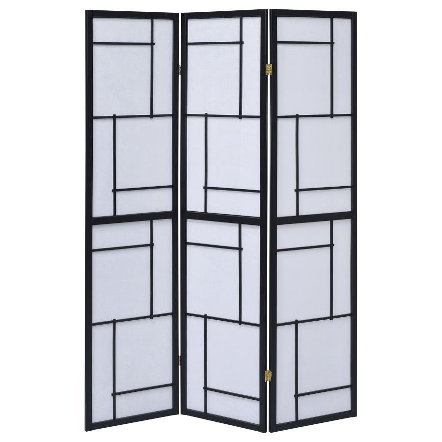 Damis - 3-Panel Room Divider Folding Shoji Screen - Black