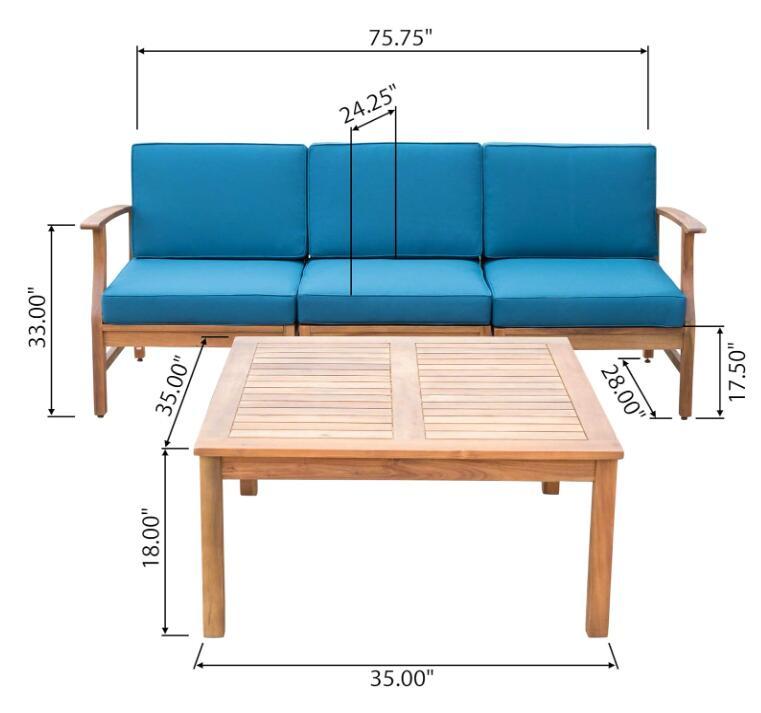 Perla - 3 Seater Sofa And Table Set