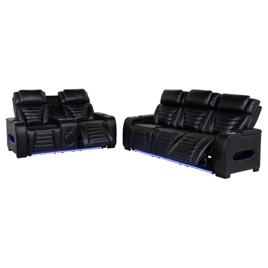 Zuma - Faux Leather Dual Power LED Sofa Set
