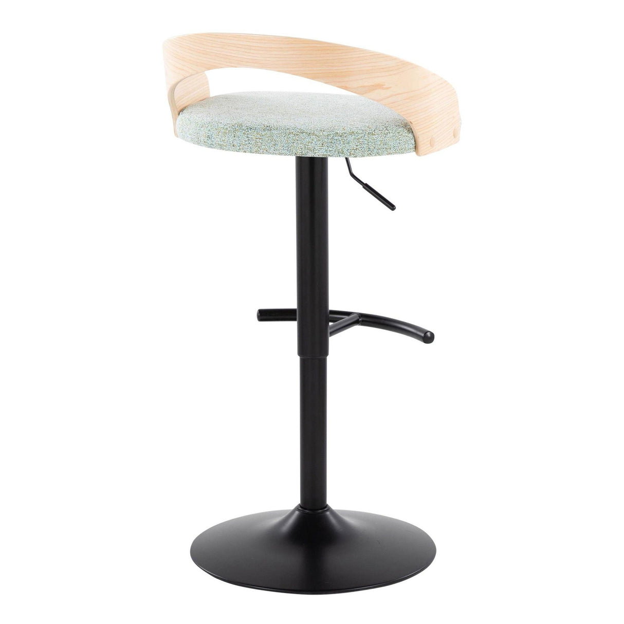 Grotto - Adjustable Barstool - Black Metal, Natural Wood