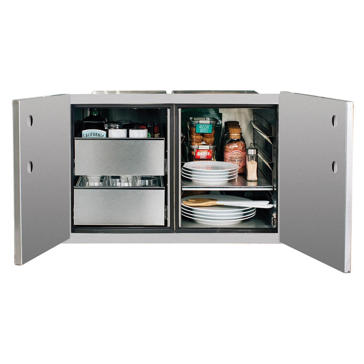 Summerset 36 Inch 2-Drawer Dry Storage Pantry & Enclosed Cabinet Combo - DP-36DC