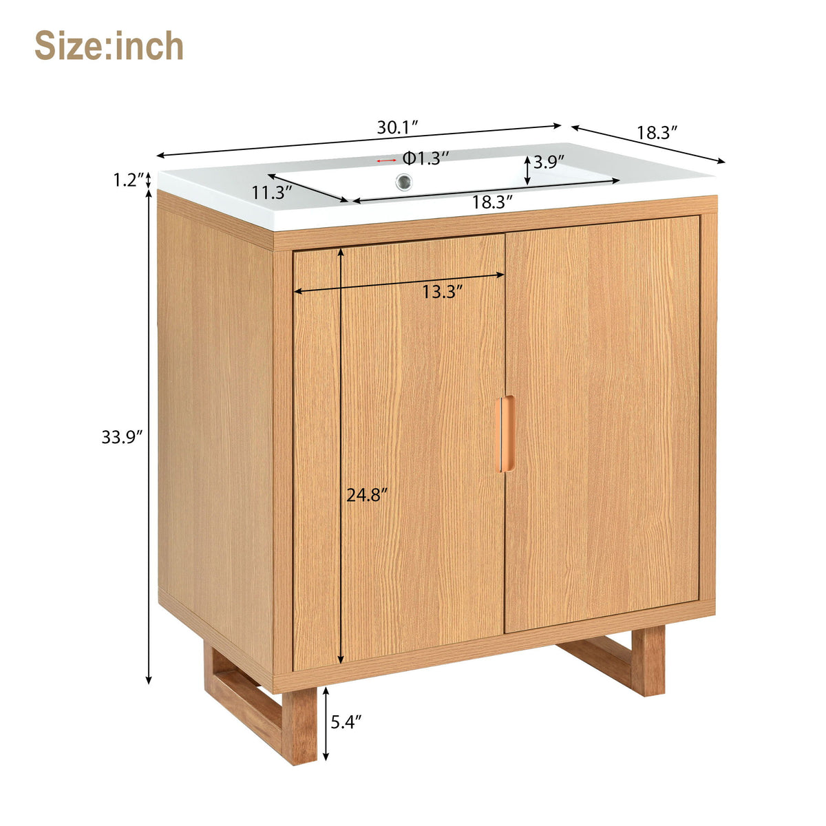 Bathroom Vanity Set With Sink, Combo Cabinet, Bathroom Storage Cabinet, Solid Wood Frame