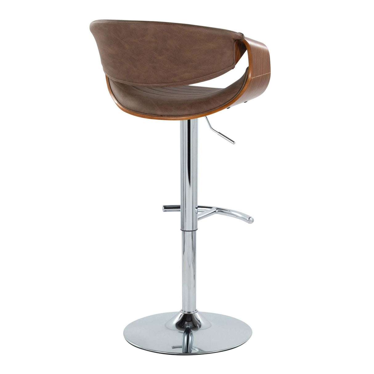 Symphony - Adjustable Barstool (Set of 2) - Chrome Base & Walnut Backrest