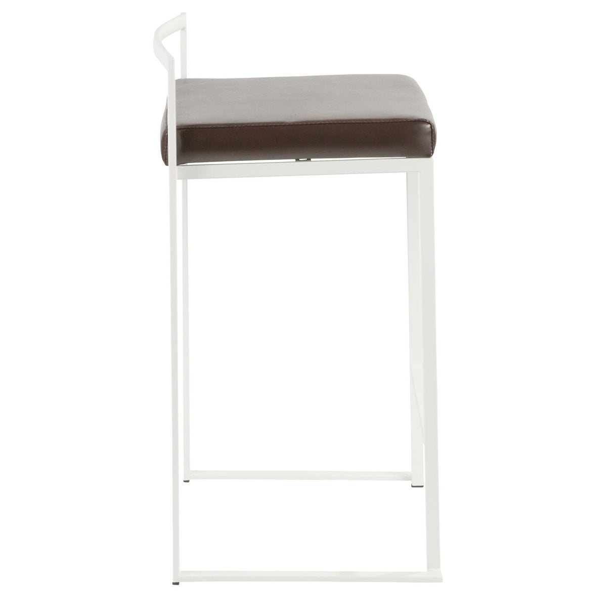 Fuji - 26" Stackable Counter Stool (Set of 3) - White Metal With Brown Faux Leather Cushion