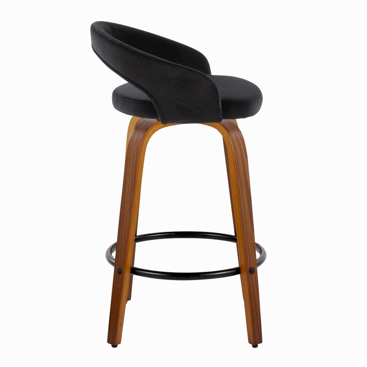 Grotto - 32.5" Upholstered Fixed-Height Counter Stool (Set of 2) - Walnut Wood Base
