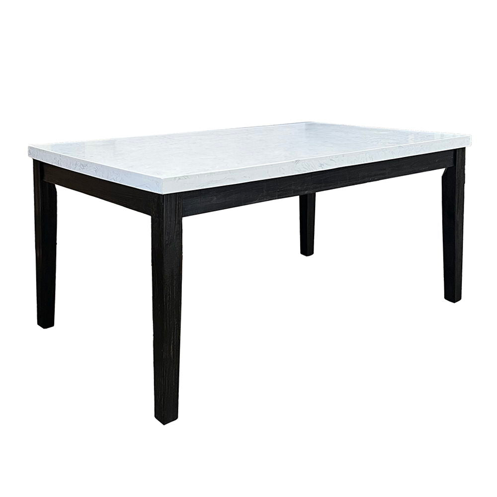 Nolan - Dining Table - White Natural Marble Top & Salvage Dark Oak