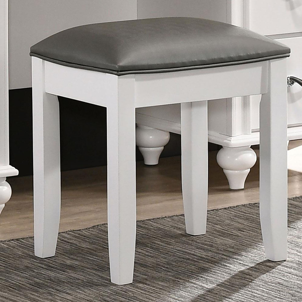 Vanity Stool With Padded Seat - Gray