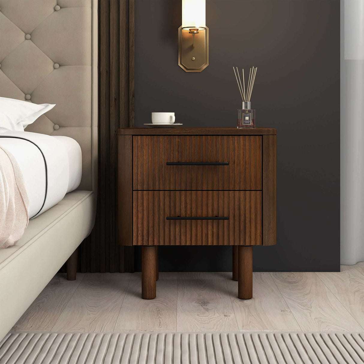 Logan - Nightsd Bed Side Tables With 2 Drawers - Brown