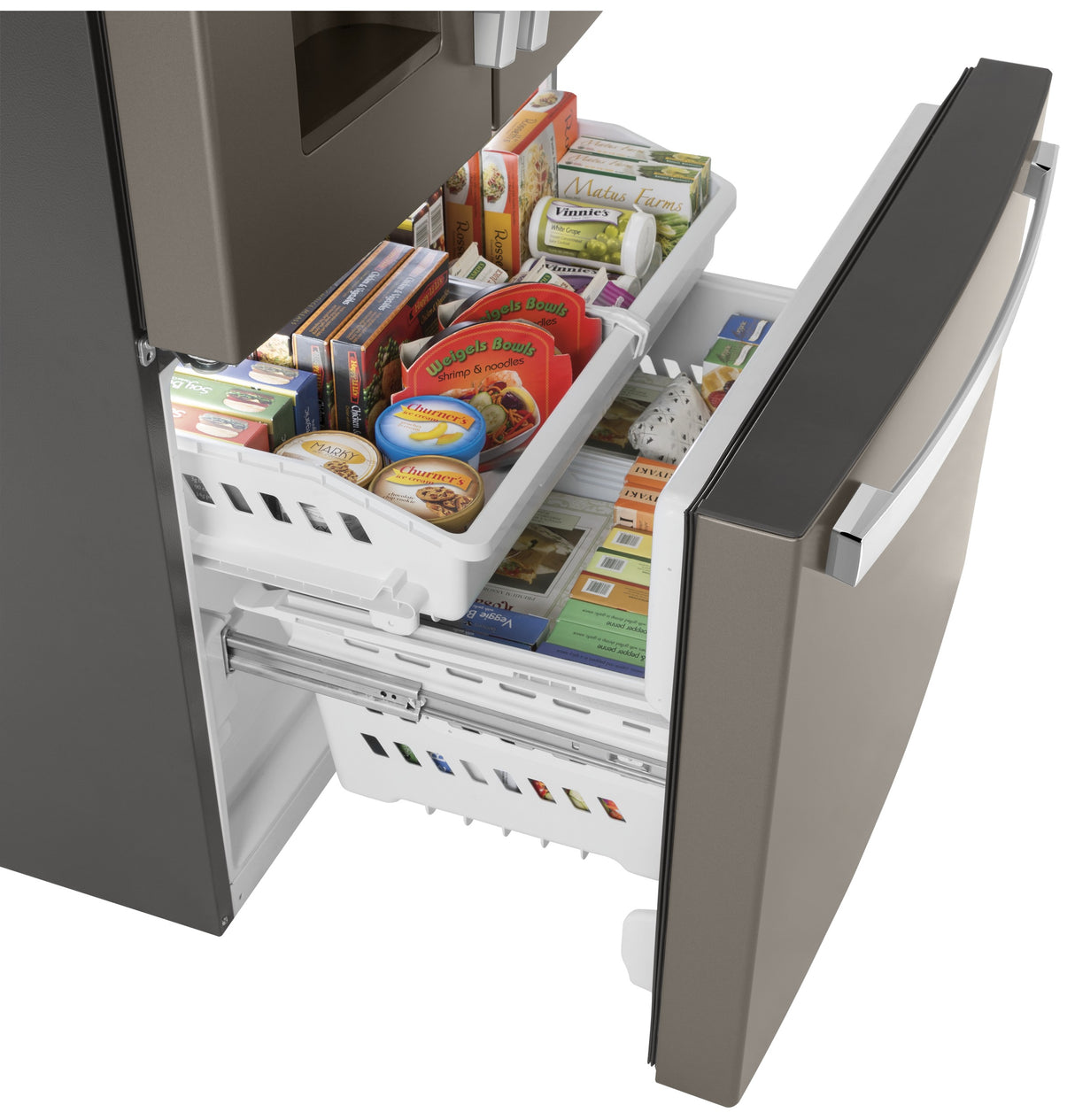 GE GFE26JMMES - 36 in. 25.6 cu. ft. French Door Refrigerator with Ice & Water Dispenser - Fingerprint Resistant Slate