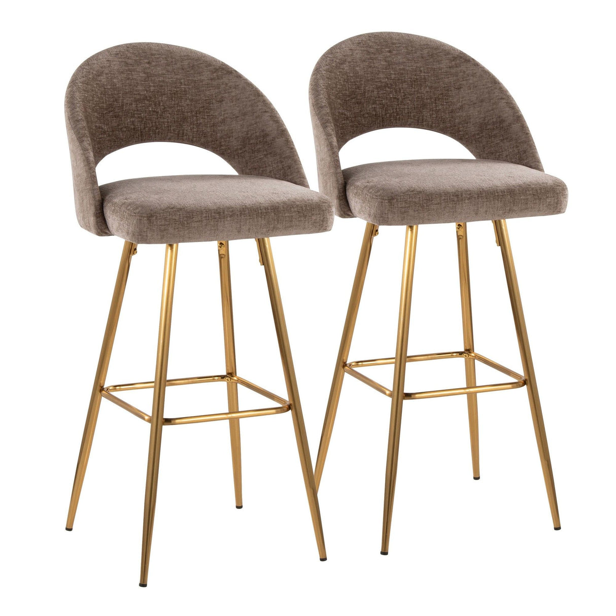 Renee - Upholstered Fixed-Height Barstool (Set of 2) - Gold Base