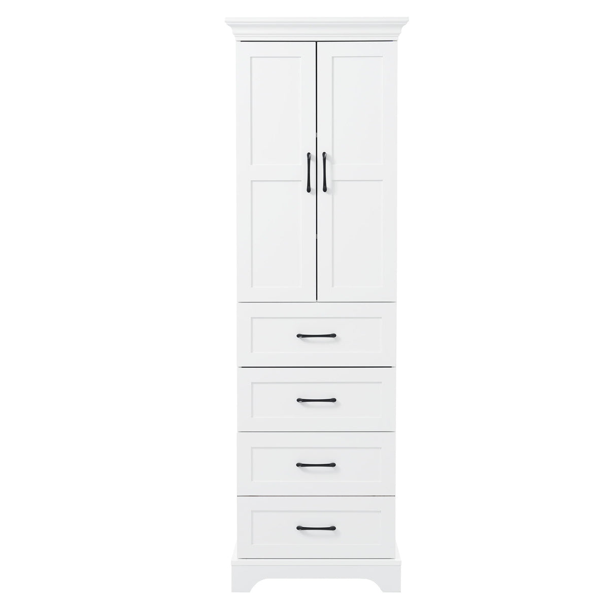 Bathroom Vanity With 2 Damping Hinge Doors, 3 Drawers, Adjustable Shelves - White