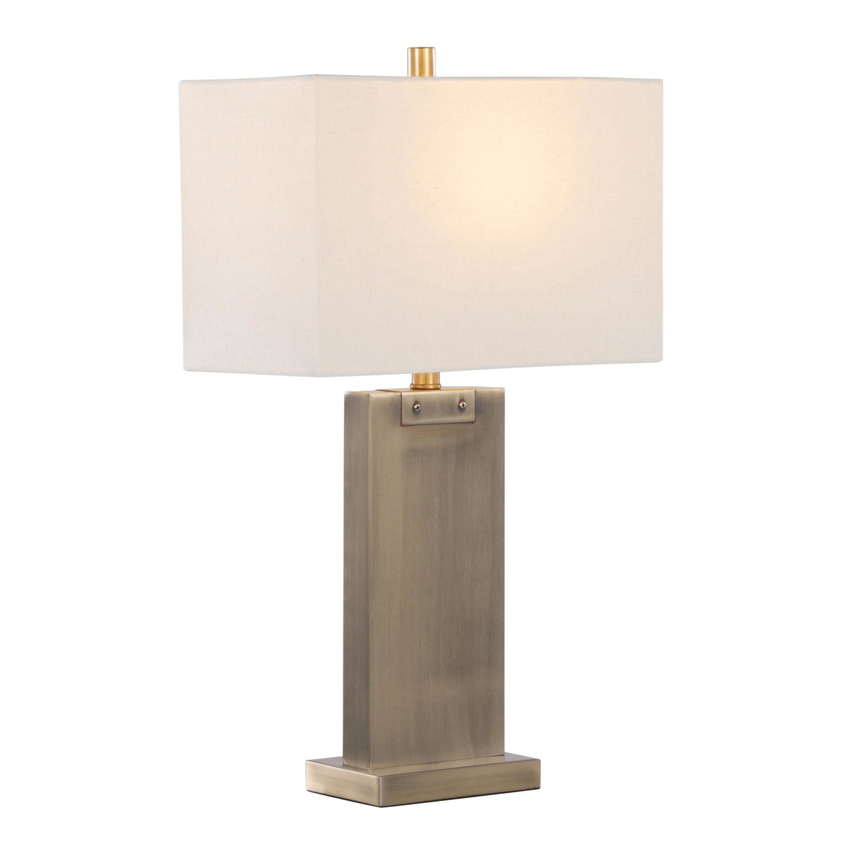 Royce - 26" Metal Table Lamp (Set of 2) - Antique Brass And White Linen