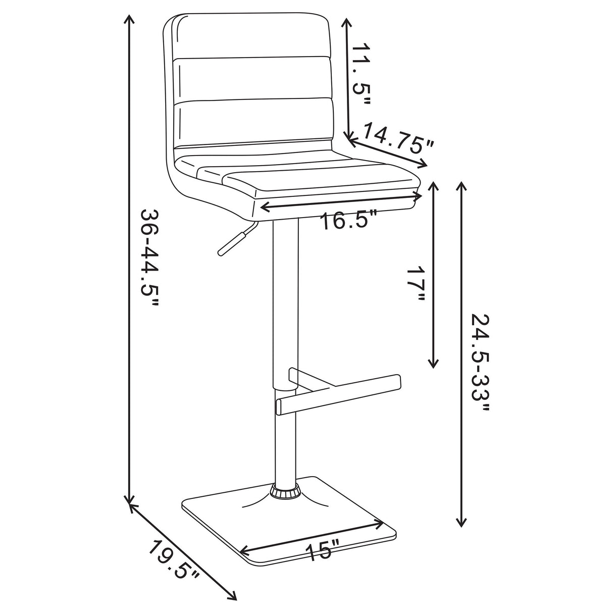 Adjustable Bar Stool (Set of 2) - Gray