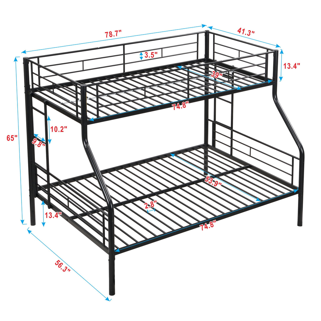 Twin Over Full Bunk Bed With Large Under-Bed Storage - Black