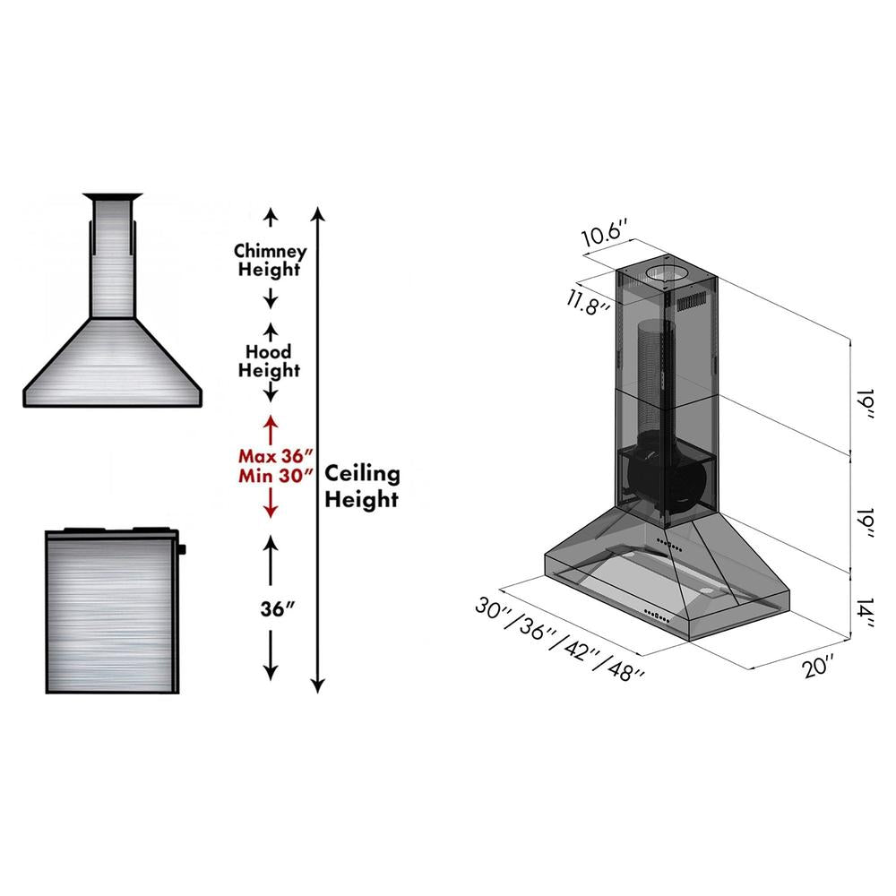 30 in. Ducted Island Mount Range Hood - (597I30) -