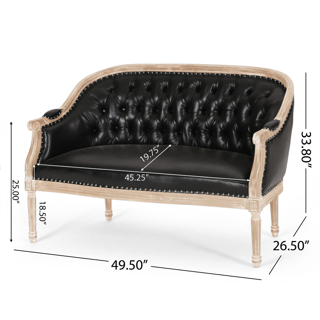 French Country Chesterfield Style Tufted Loveseat