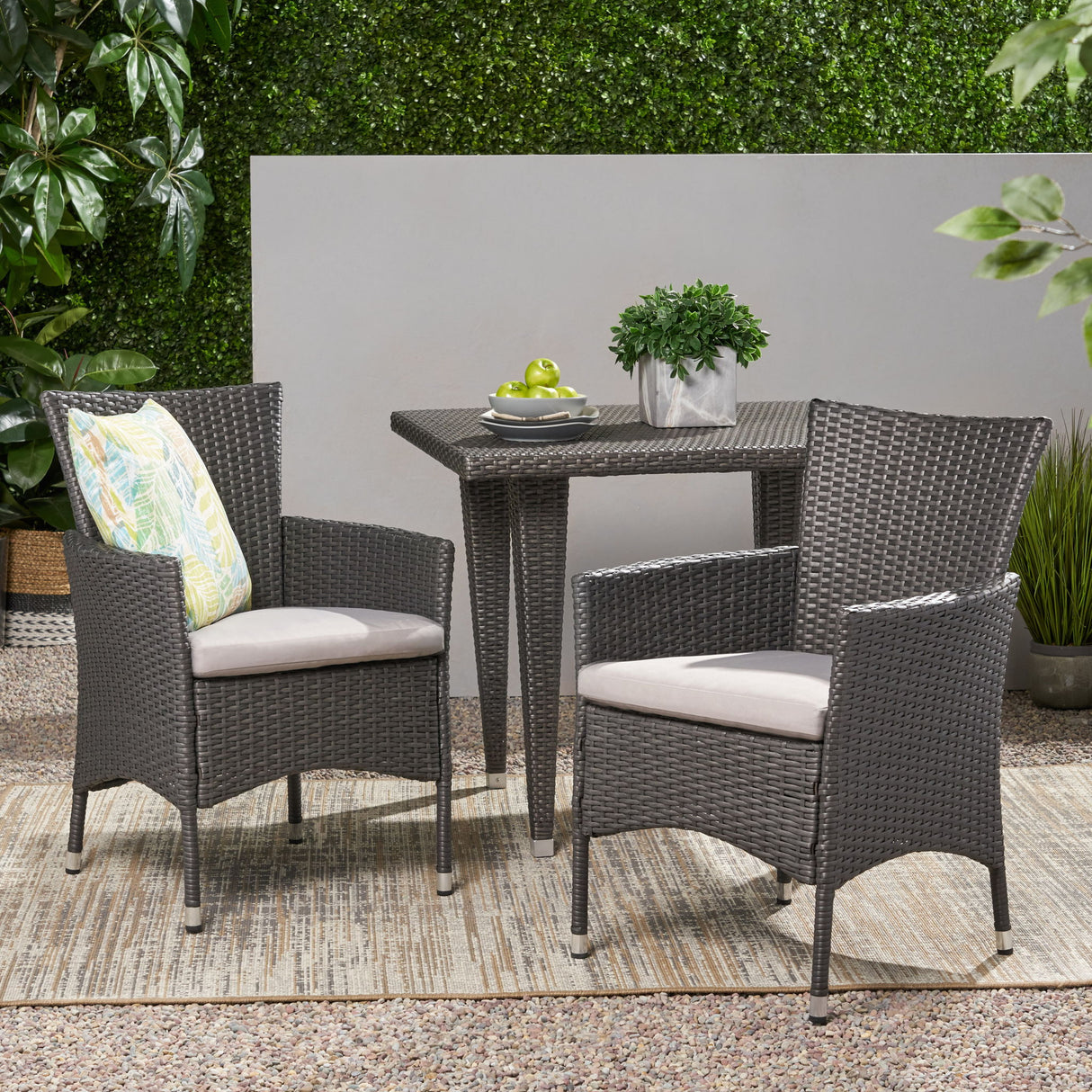 Dimensional Outdoor Dining Chair With Cushion Seat And Iron Frame (Set of 2)