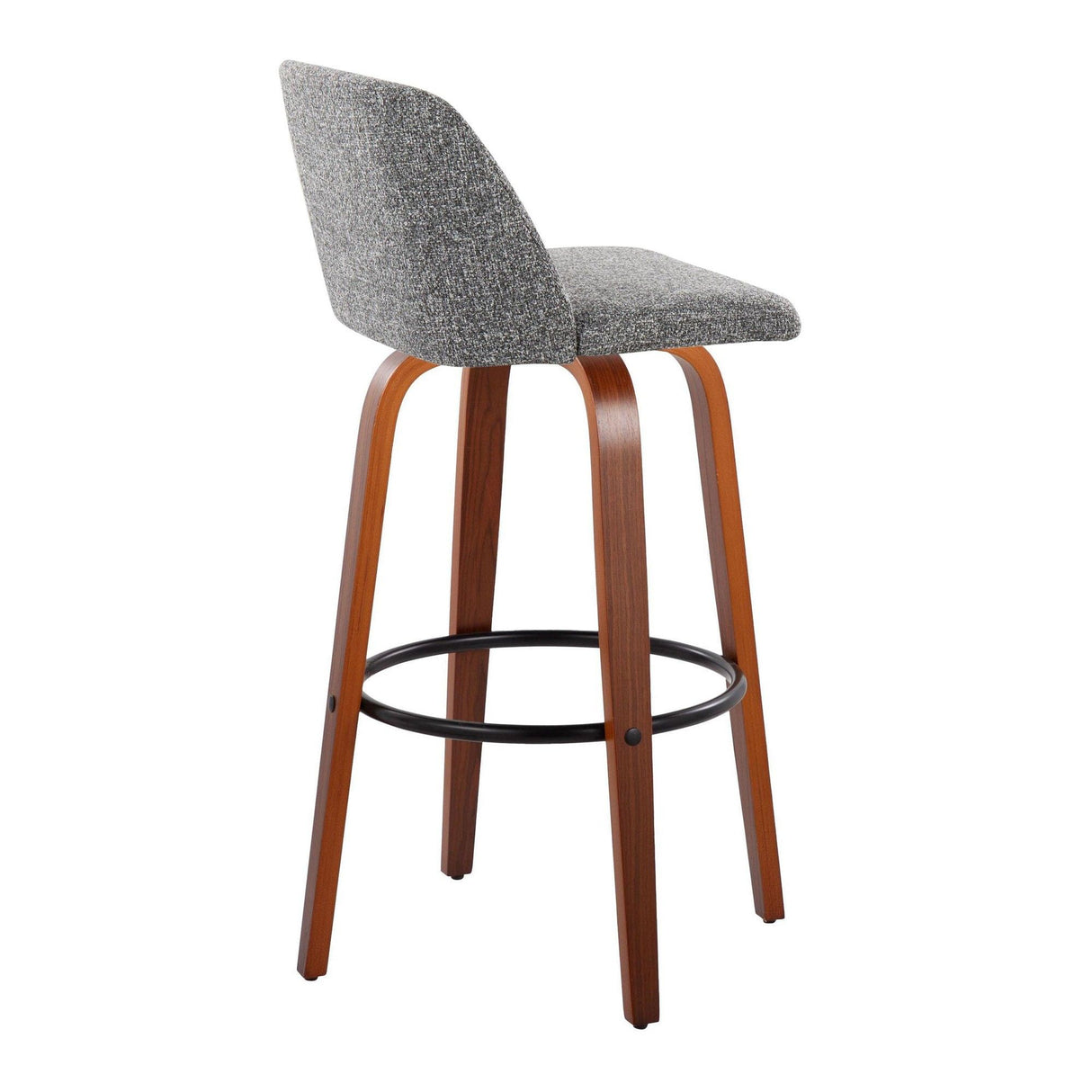 Toriano - 30" Fixed-Height Barstool (Set of 2) - Dark Gray Noise And Walnut